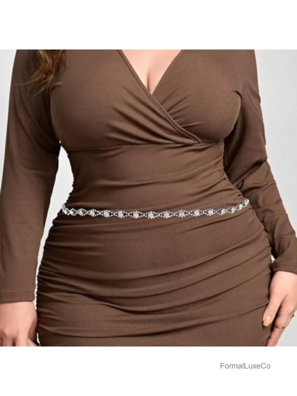 Rhinestone Waist Chain Silver Crystal Waistband Belt Women Hook Buckle